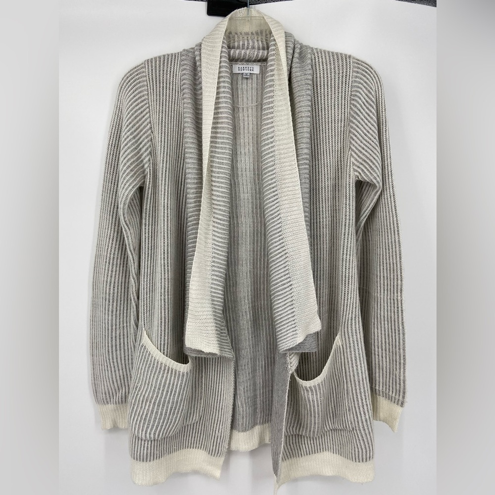 Barney’s Cardigan sweater,‎ open in front with shawl collar, size M